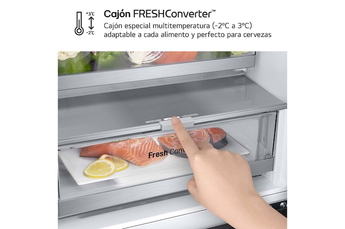 LG Frigorífico Combi Door Cooling+, 2,03m, Clasificación D, capacidad de 419l, inox antihuellas. Serie 700, GBV7280DPY