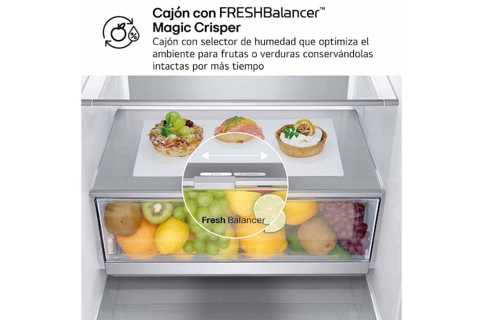 LG Frigorífico Combi Door Cooling+, 2,03m, Clasificación D, capacidad de 419l, inox antihuellas. Serie 700, GBV7280DPY