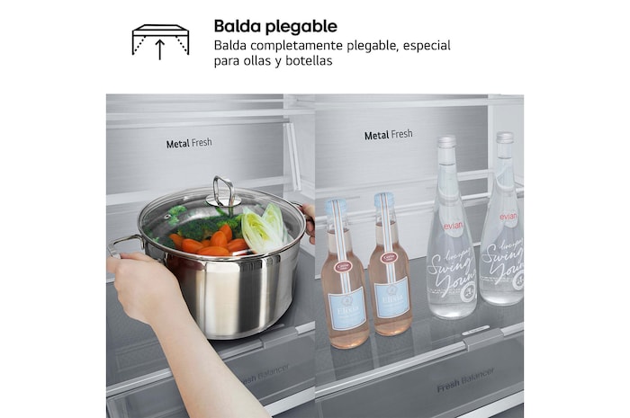 LG Frigorífico Combi Door Cooling+, 2,03m, Clasificación D, capacidad de 419l, inox antihuellas. Serie 700, GBV7280DPY