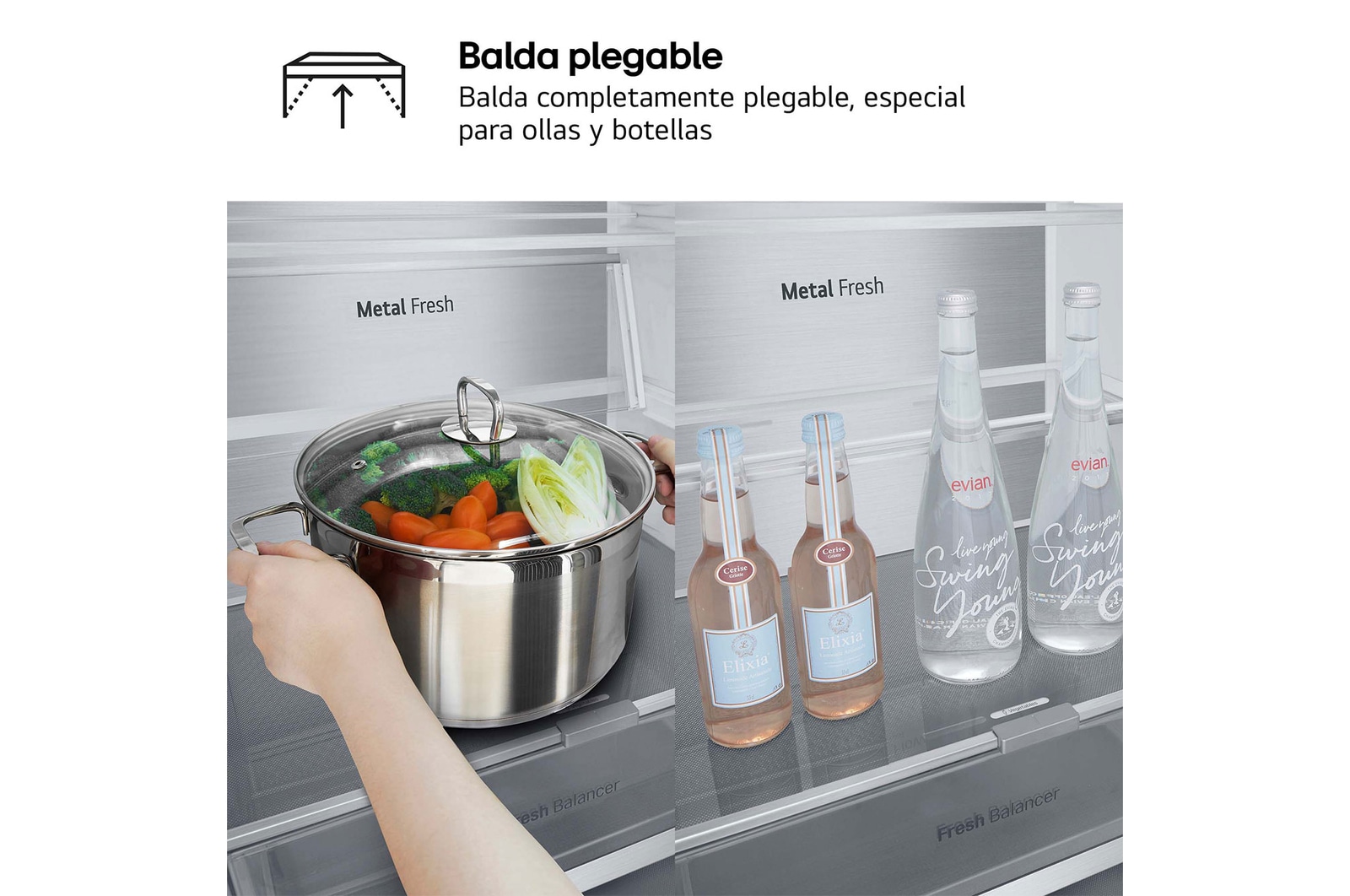 LG Frigorífico Combi Door Cooling+, 2,03m, Clasificación D, capacidad de 419l, inox antihuellas. Serie 700, GBV7280DPY