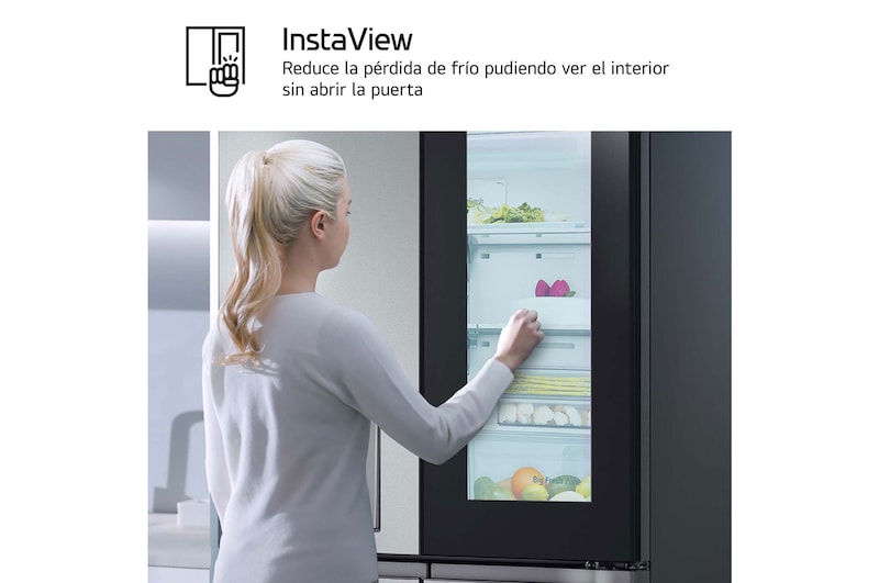 LG Frigorífico American Combi, 508L, Clasificación E, InstaView™ - Acero, GMG861MBAE