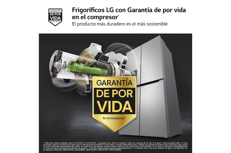 LG Frigorífico American Combi Clasificación E , 641 L, Inox antihuellas, GML960PYBE