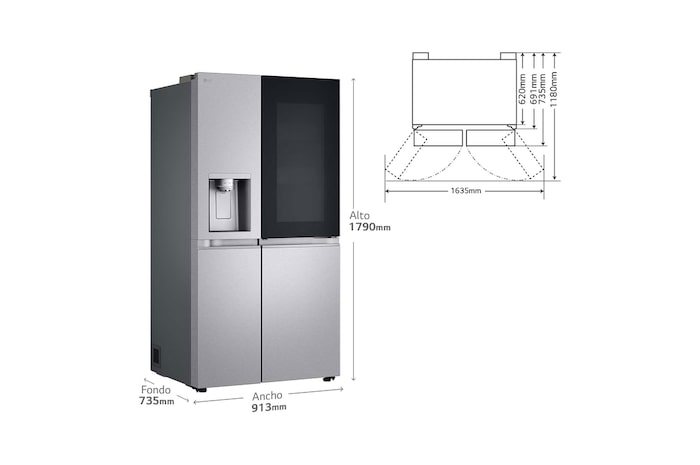 LG Outlet Frigorífico Side By side Serie 900, Instaview Door-In-Door, Acero texturizado antihuellas. D, 628 L, GSXE90MBAD.OUTLET