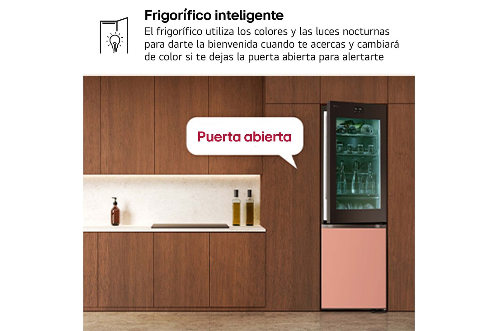 LG Frigorífico combi Instaview con MoodUP Door Cooling+, 1,86 m, Clasificación D, capacidad de 352 l, Multicolor, GBG719MDNN
