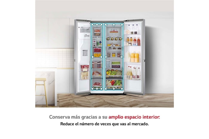 LG Frigorífico Americano Side By side, Clasificación D, 635 L, sin toma de agua, GSLV91MBAD