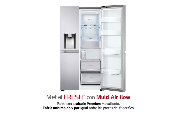 LG Frigorífico Americano Side By side, Clasificación D, 635 L, sin toma de agua, GSLV91MBAD