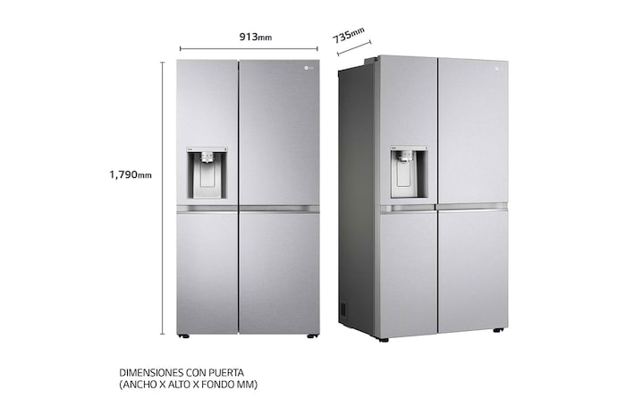 LG Frigorífico Americano Side By side, Clasificación D, 635 L, sin toma de agua, GSLV91MBAD