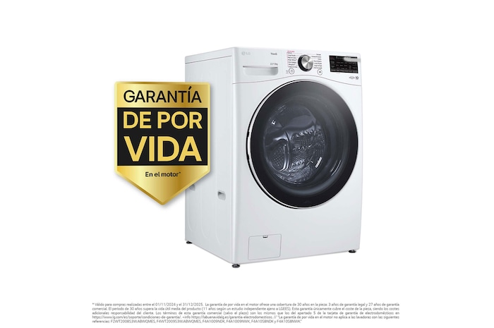 LG Lavadora inteligente AI Direct Drive. TurboWash 360º, 20kg , 1000rpm B, Blanca, Serie XXL, F0P3CYV2W