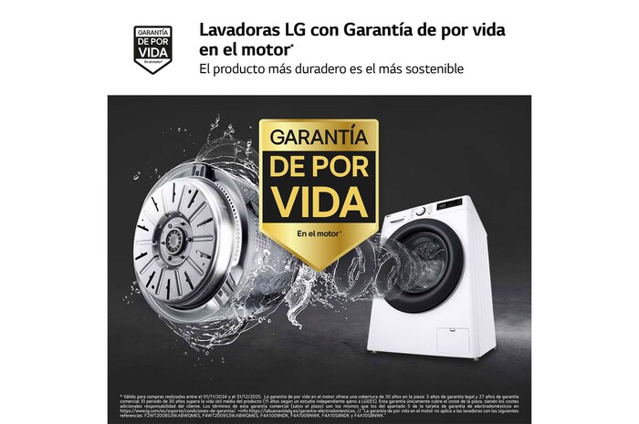 LG Lavadora inteligente AI Direct Drive. TurboWash 360º, 20kg , 1000rpm B, Blanca, Serie XXL, F0P3CYV2W