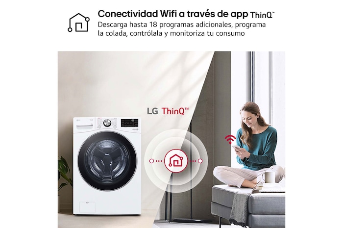 LG Lavadora inteligente AI Direct Drive. TurboWash 360º, 20kg , 1000rpm B, Blanca, Serie XXL, F0P3CYV2W