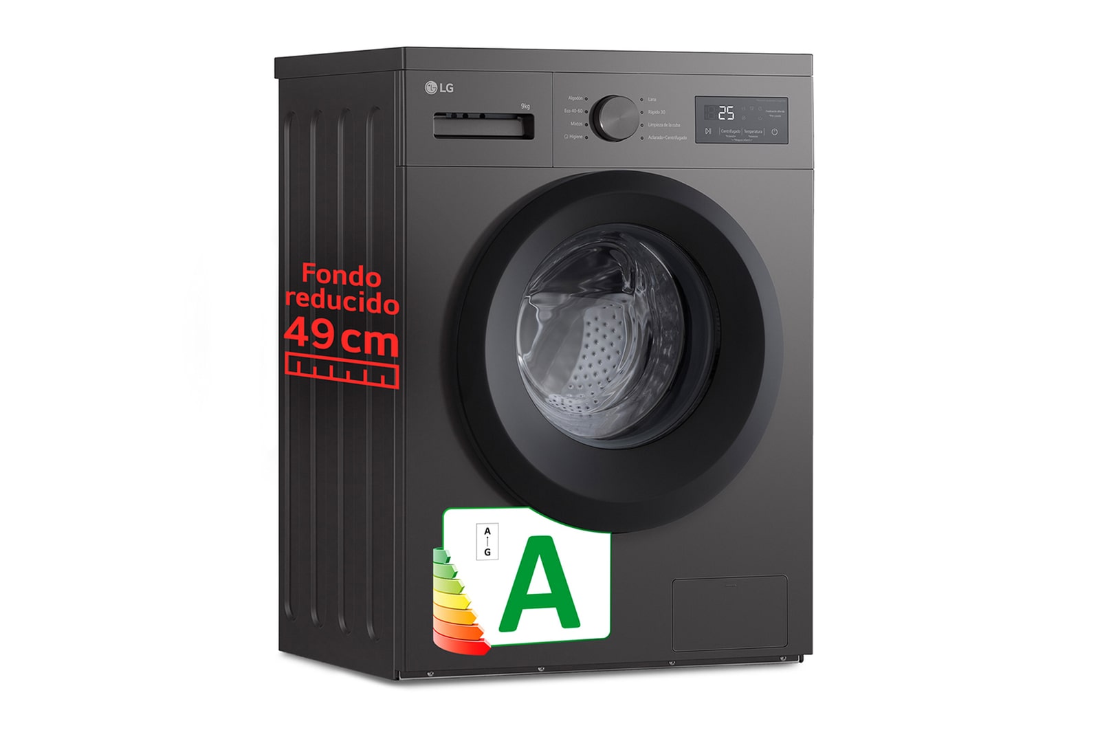 Vista frontal de Outlet Lavadora 9kg 1400rpm, Clasificación A. Silver grafito Serie 100 F4A1009NDK.OBSEXC