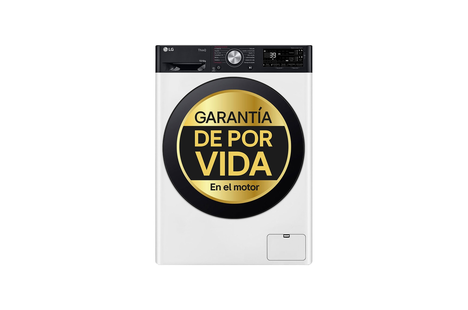 Vista frontal de Lavasecadora inteligente AI Direct Driveᵀᴹ, Turbowash 360º, Autodosificación 10/6kg, 1400rpm, Un 10% más eficiente que A(lavado) /D(secado) Blanca, Serie 750 F4DR7510AGW