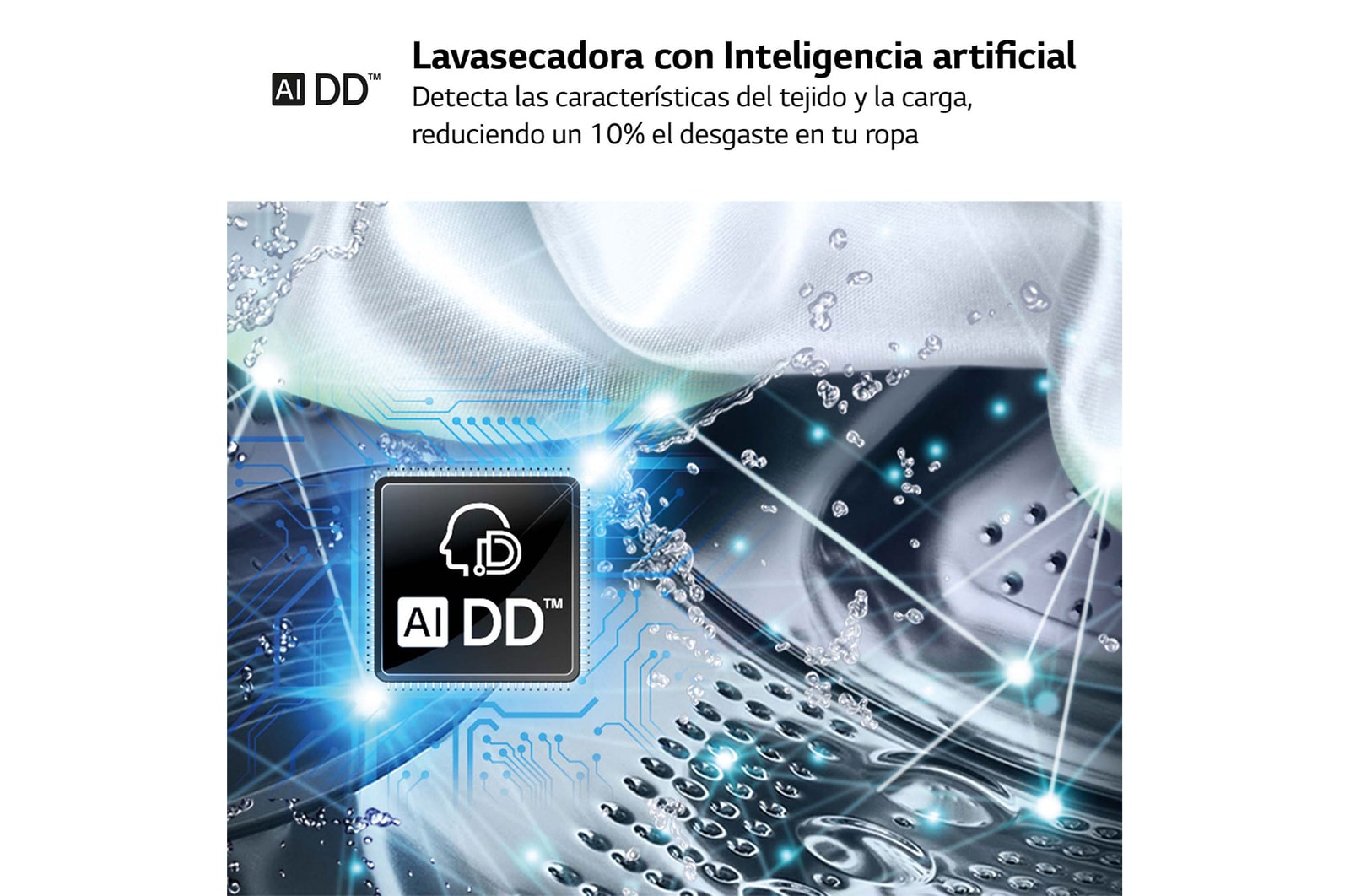 LG Lavasecadora inteligente AI Direct Driveᵀᴹ, Turbowash 360º, Autodosificación 10/6kg, 1400rpm, Un 10% más eficiente que A(lavado) /D(secado) Blanca, Serie 750, F4DR7510AGW