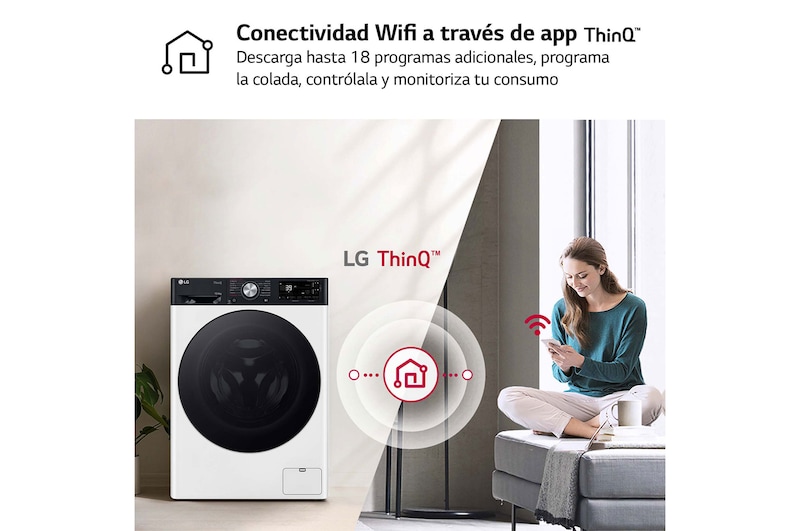 LG Lavasecadora inteligente AI Direct Driveᵀᴹ, Turbowash 360º, Autodosificación 10/6kg, 1400rpm, Un 10% más eficiente que A(lavado) /D(secado) Blanca, Serie 750, F4DR7510AGW