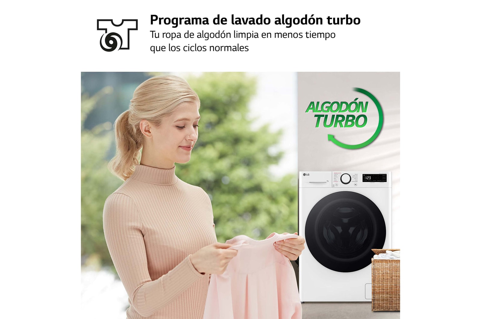 LG Lavadora inteligente AI Direct Drive, Vapor, 9kg , 1200rpm Un 10% más eficiente que A, Serie fondo especial 500, F2WR5S09A0W