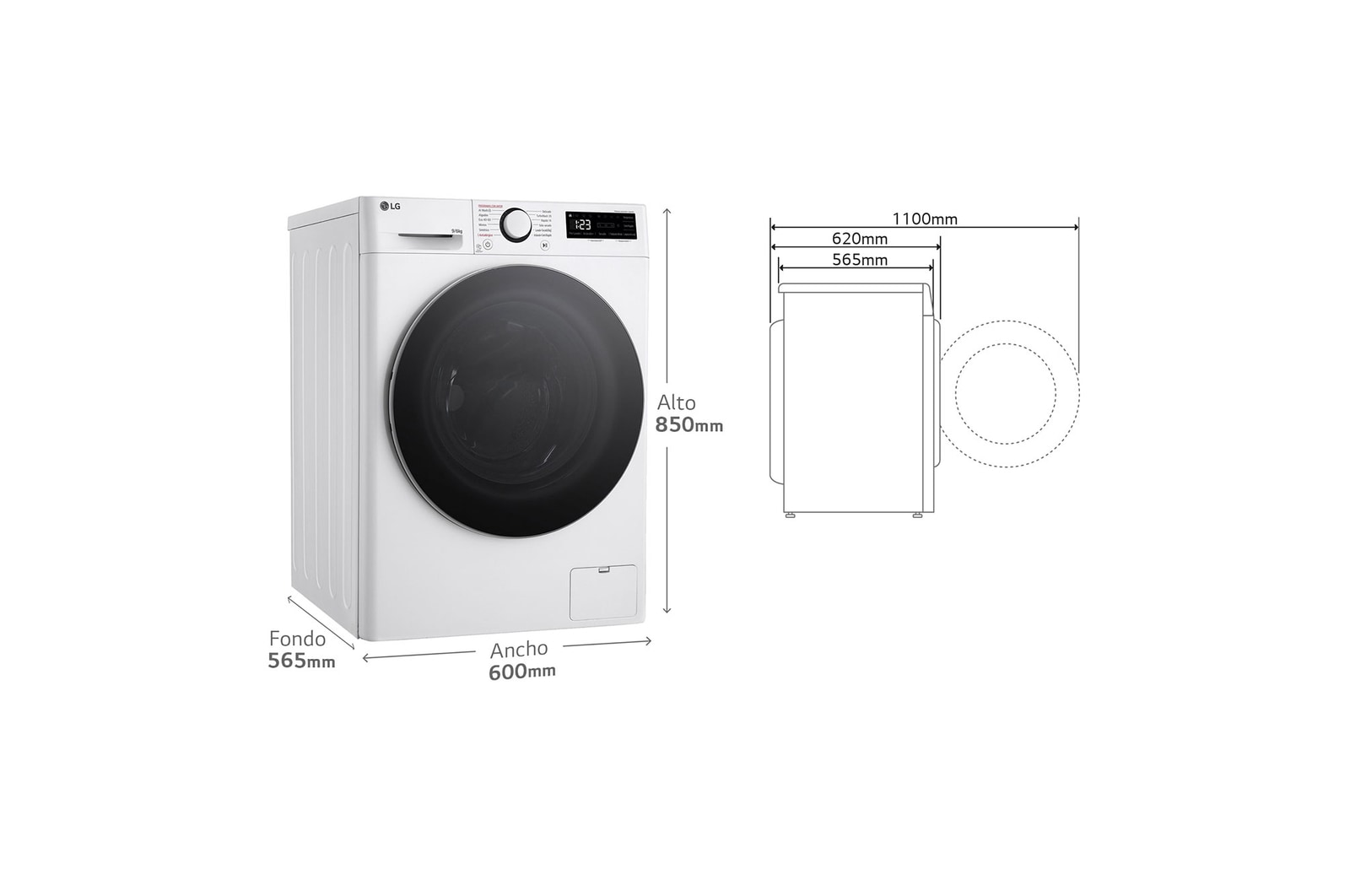 LG 9/6 kg y 1400 rpm Lavasecadora en Blanco, F4DR6009A1W