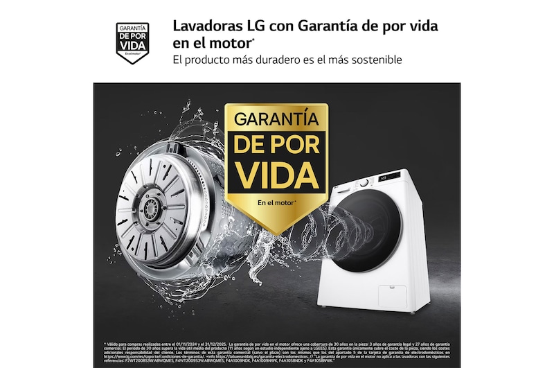 LG 9/6 kg y 1400 rpm Lavasecadora en Blanco, F4DR6009A1W