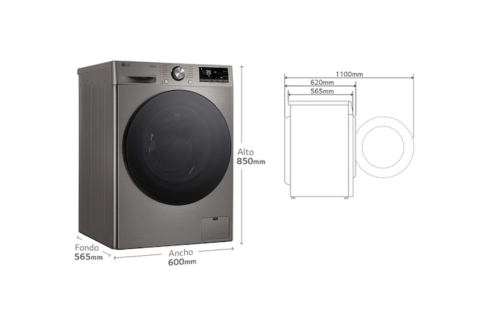 LG Outlet Lavasecadora inteligente AI Direct Drive™, Turbowash 360º, 9/6kg, 1400rpm, Un 10% más eficiente que A(lavado) /D(secado), Inox, Serie 700, F4DR7009AGS.OUTLET