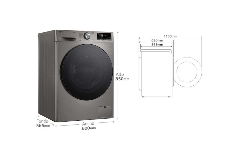 LG Outlet Lavasecadora inteligente AI Direct Drive™, Turbowash 360º, 9/6kg, 1400rpm, Un 10% más eficiente que A(lavado) /D(secado), Inox, Serie 700, F4DR7009AGS.OUTLET