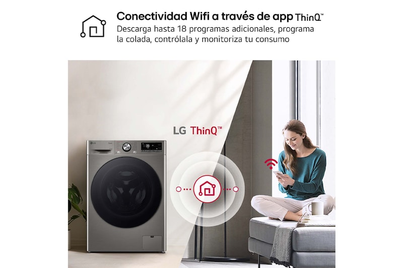 LG Outlet Lavasecadora inteligente AI Direct Drive™, Turbowash 360º, 9/6kg, 1400rpm, Un 10% más eficiente que A(lavado) /D(secado), Inox, Serie 700, F4DR7009AGS.OUTLET