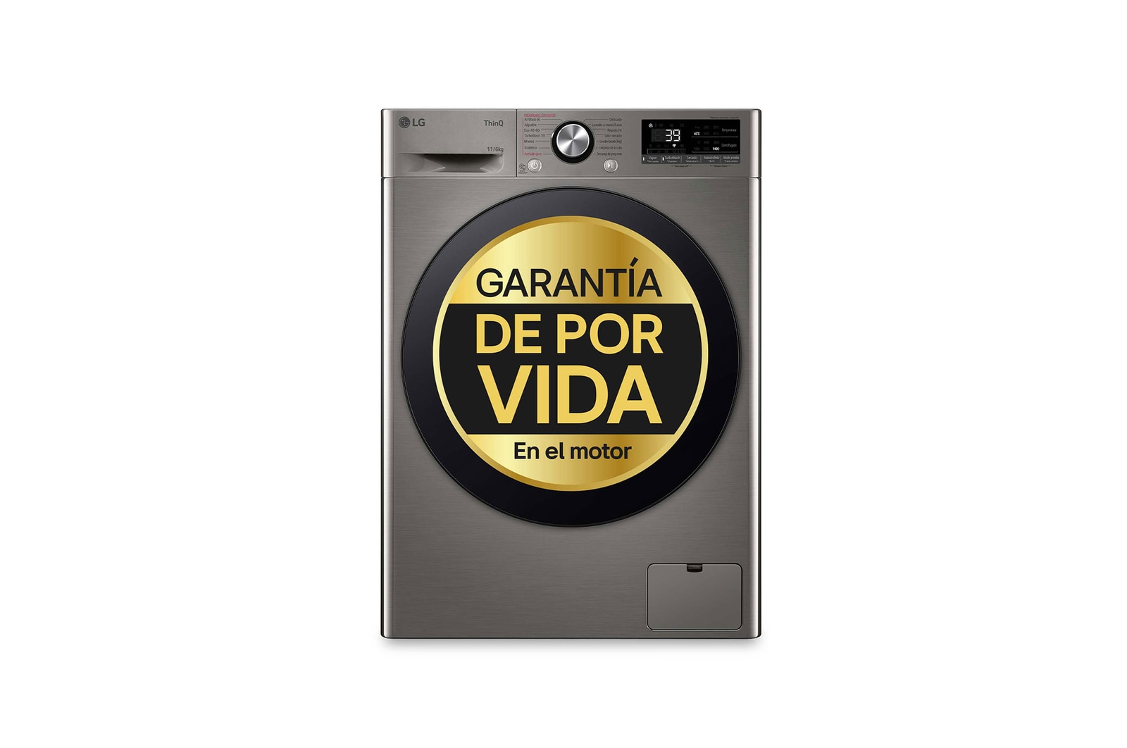 Vista frontal de Lavasecadora inteligente AI Direct Drive TM, Turbowash 360º, 11/6kg, 1400rpm, Un 10% más eficiente que A(lavado) /D(secado) Inox antihuellas, Serie 700 F4DR7011AGS