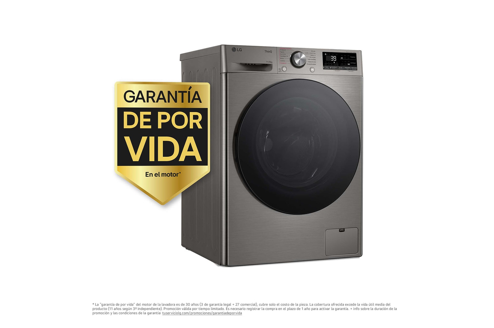 LG Lavasecadora inteligente AI Direct Drive TM, Turbowash 360º, 11/6kg, 1400rpm, Un 10% más eficiente que A(lavado) /D(secado) Inox antihuellas, Serie 700, F4DR7011AGS