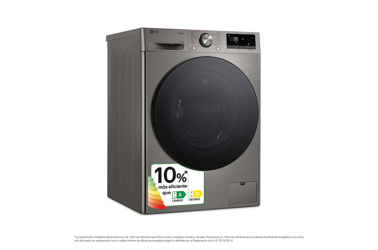 LG Lavasecadora inteligente AI Direct Drive TM, Turbowash 360º, 11/6kg, 1400rpm, Un 10% más eficiente que A(lavado) /D(secado) Inox antihuellas, Serie 700, F4DR7011AGS