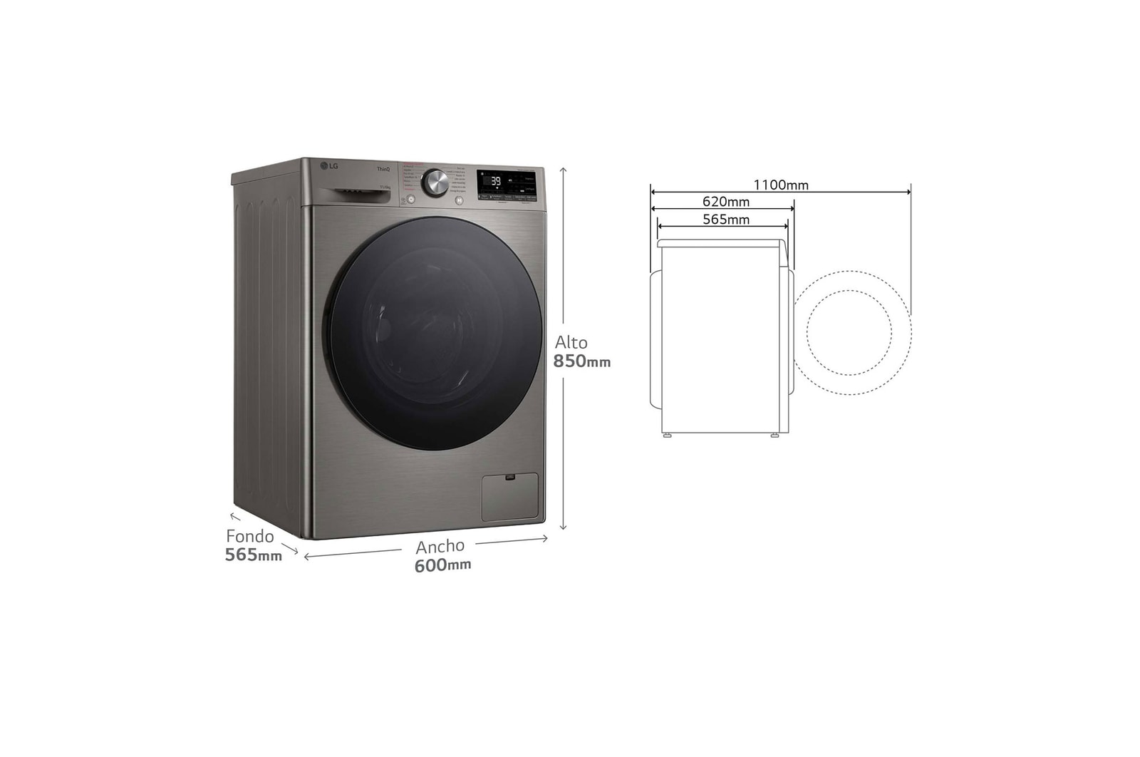 LG Lavasecadora inteligente AI Direct Drive TM, Turbowash 360º, 11/6kg, 1400rpm, Un 10% más eficiente que A(lavado) /D(secado) Inox antihuellas, Serie 700, F4DR7011AGS