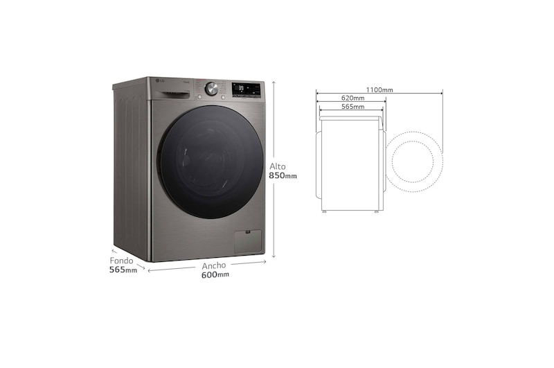 LG Lavasecadora inteligente AI Direct Drive TM, Turbowash 360º, 11/6kg, 1400rpm, Un 10% más eficiente que A(lavado) /D(secado) Inox antihuellas, Serie 700, F4DR7011AGS