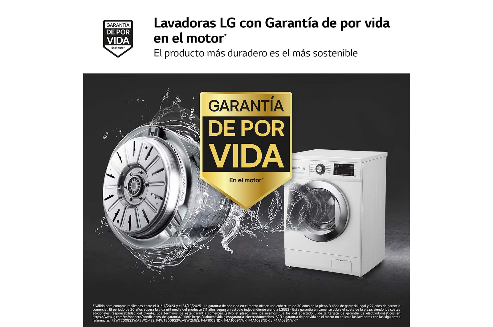 LG Lavasecadora Inverter Direct Drive 8/5kg, 1400rpm, Clasificación D(lavado)/E(secado), Blanca, Serie 100, F4J3TM5WD