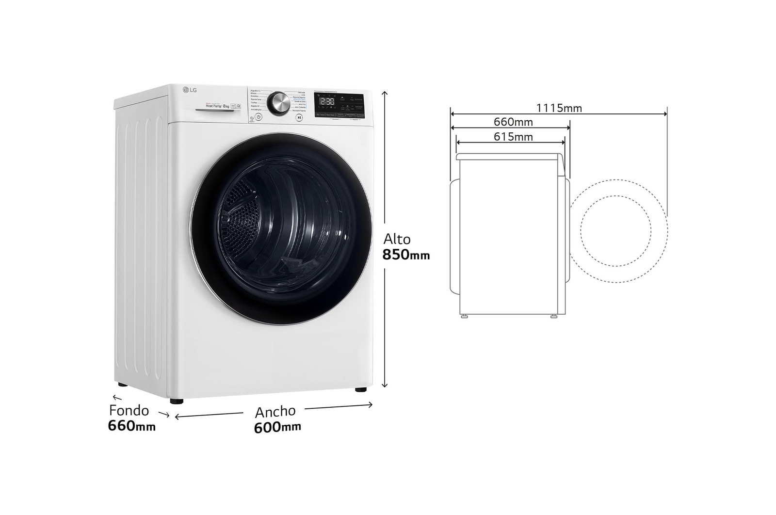 LG Secadora 8kg, C, con Bomba de calor Dual Inverter, Blanca, Serie 900, RC80V9AV2W