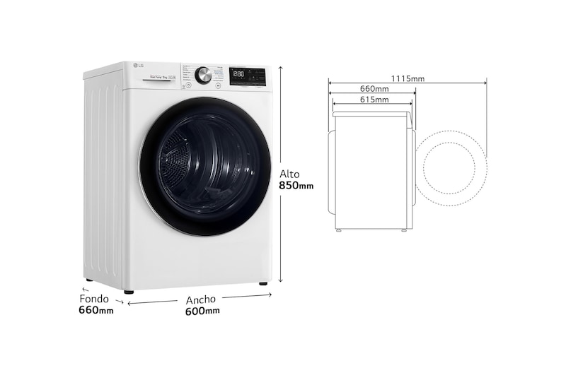 LG Secadora 8kg, C, con Bomba de calor Dual Inverter, Blanca, Serie 900, RC80V9AV2W
