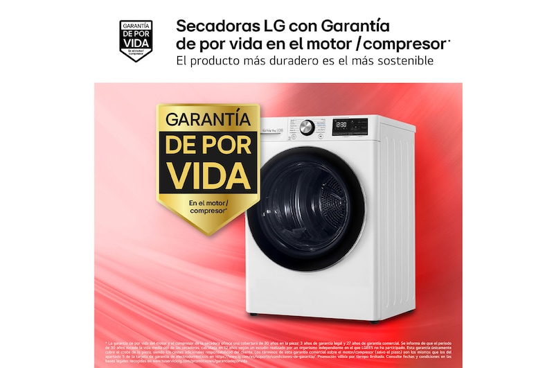 LG Secadora 8kg, C, con Bomba de calor Dual Inverter, Blanca, Serie 900, RC80V9AV2W