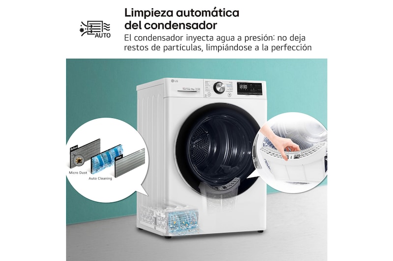LG Secadora 8kg, C, con Bomba de calor Dual Inverter, Blanca, Serie 900, RC80V9AV2W