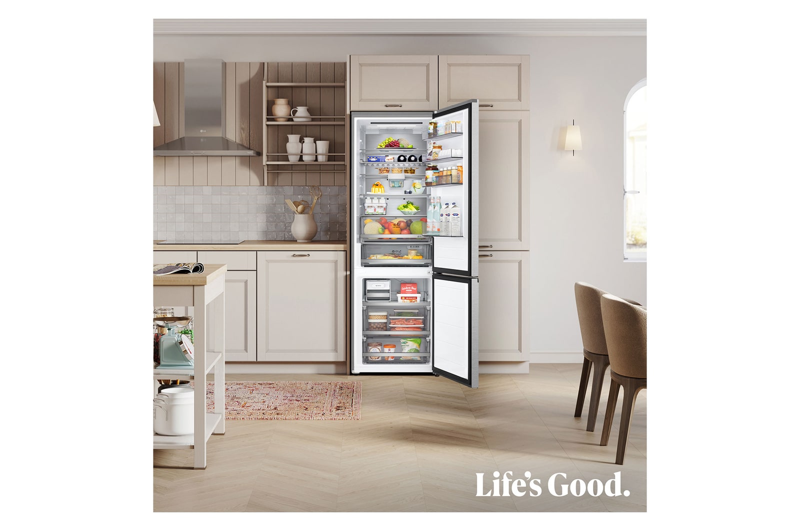 LG Frigorífico Combi | LG GBBW726CMB DoorCooling+, 2,03m, capacidad de 465l, Serie 700, Clasificación C,acero texturizado antihuellas, GBBW726CMB