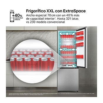 LG Frigorífico Combi | LG GBBW726CMB DoorCooling+, 2,03m, capacidad de 465l, Serie 700, Clasificación C,acero texturizado antihuellas, GBBW726CMB