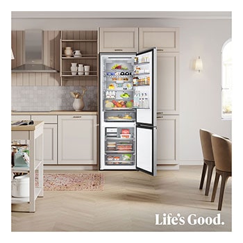 LG Frigorífico Combi | LG GBBW726CMB DoorCooling+, 2,03m, capacidad de 465l, Serie 700, Clasificación C,acero texturizado antihuellas, GBBW726CMB