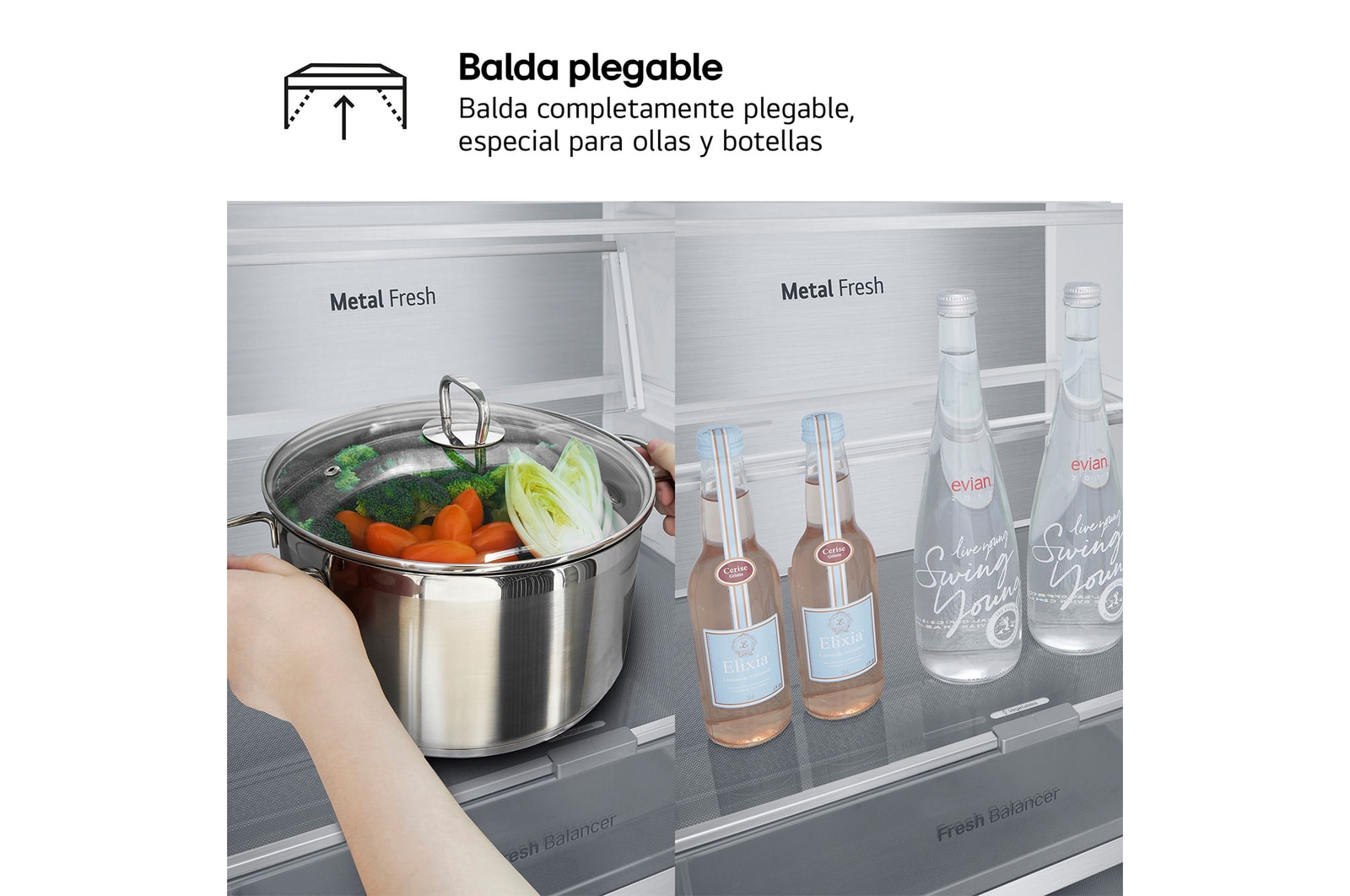 Frigorífico Combi Door Cooling+, 1,86m, Clasificación D, capacidad de 374l, inox antihuellas. Serie 700