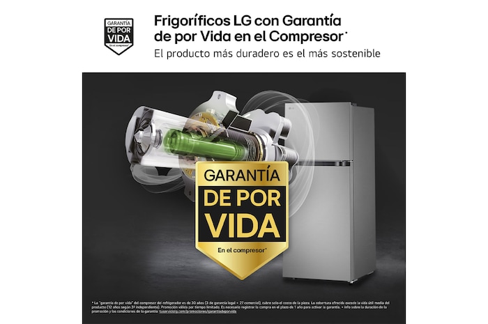 LG Frigorífico Dos Puertas | LG GTBV22PYNJ, Total No Frost, 1,45m, Clasificación E, Inox antihuellas, GTBV22PYNJ