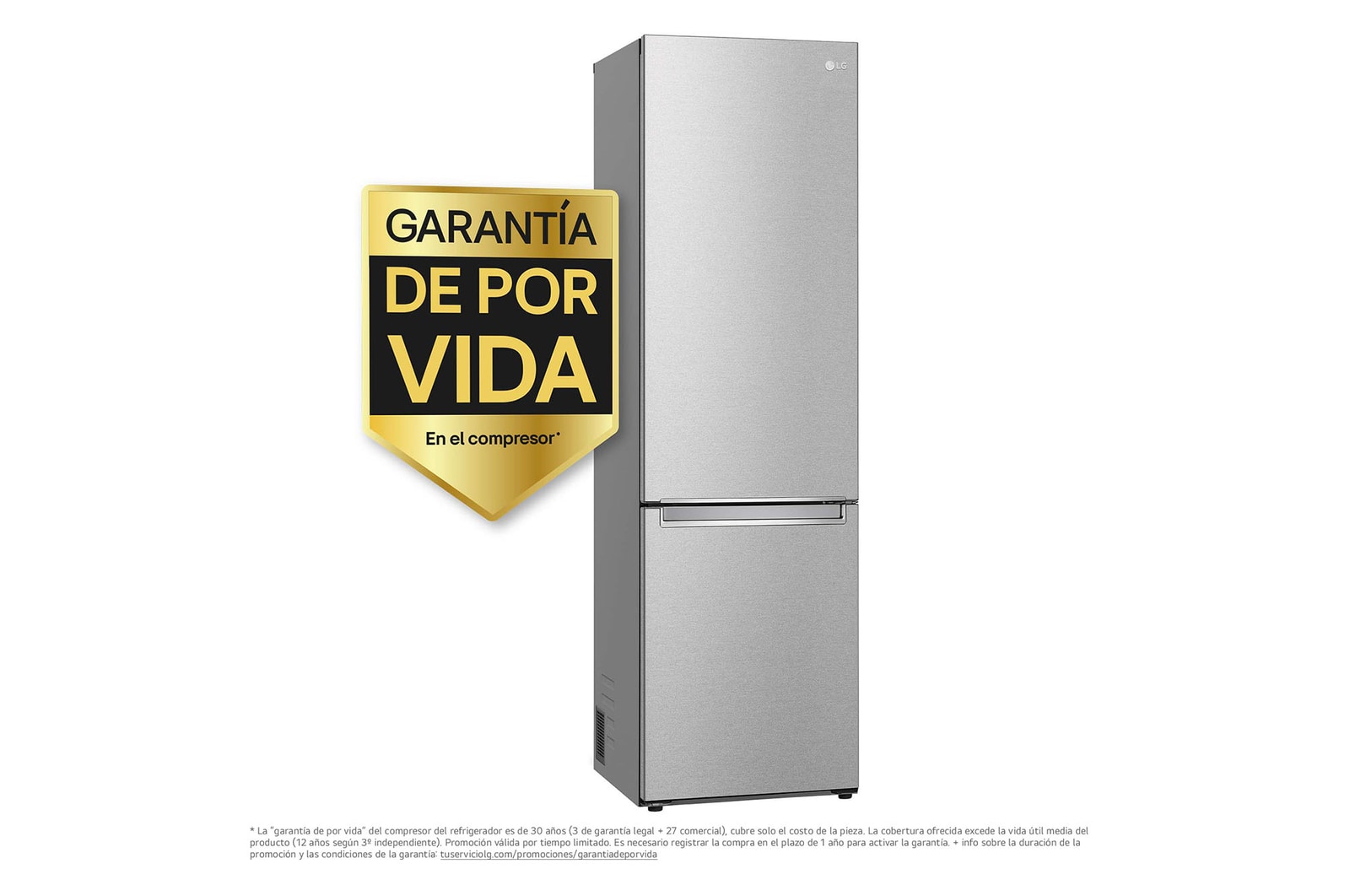 LG Frigorífico Combi Door Cooling+, 2m, Clasificación Un 20% más eficiente que A, capacidad de 419l, acero texturizado antihuellas. Serie 900, GBB92MBB3P
