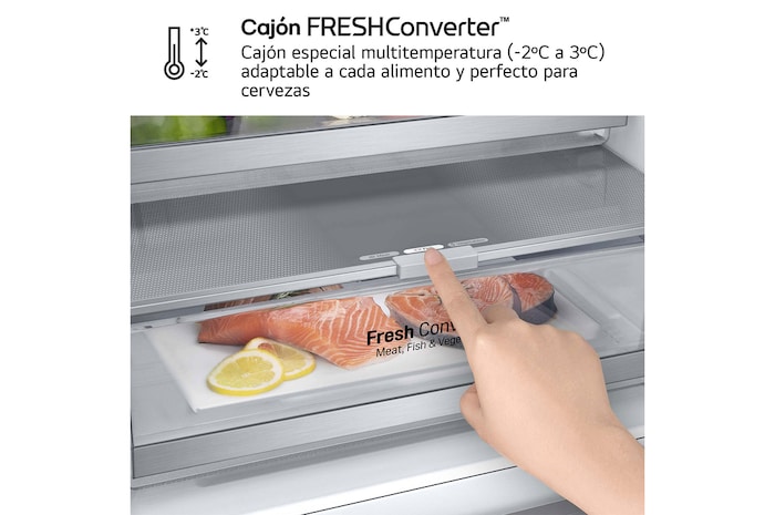 LG Frigorífico Combi Door Cooling+, 2m, Clasificación Un 20% más eficiente que A, capacidad de 419l, acero texturizado antihuellas. Serie 900, GBB92MBB3P