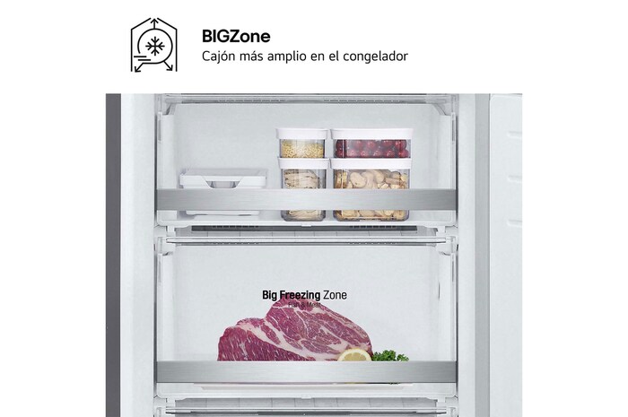 LG Frigorífico Combi Door Cooling+, 2m, Clasificación Un 20% más eficiente que A, capacidad de 419l, acero texturizado antihuellas. Serie 900, GBB92MBB3P
