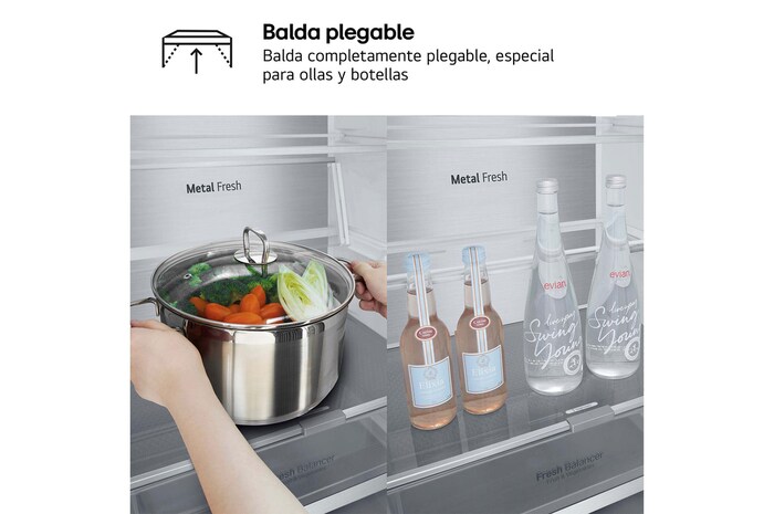 LG Frigorífico Combi Door Cooling+, 2m, Clasificación Un 20% más eficiente que A, capacidad de 419l, acero texturizado antihuellas. Serie 900, GBB92MBB3P