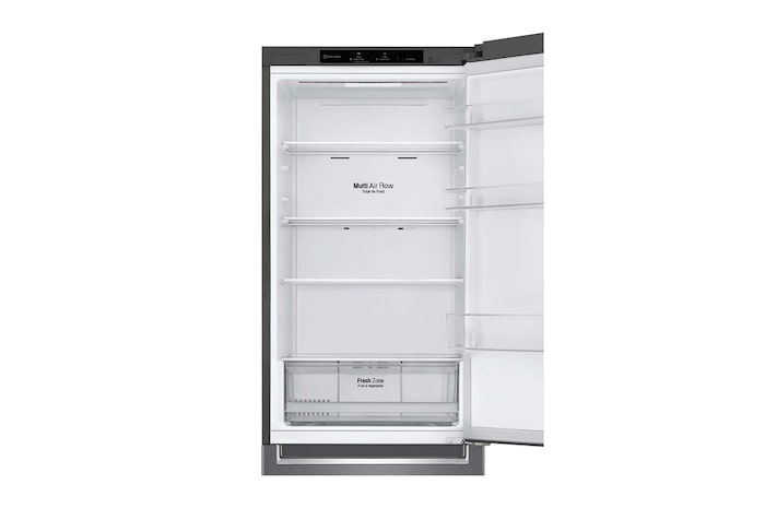LG Frigorífico Combi, 1,86m, Clasificación E, capacidad de 374l, Inox Grafito Antihuellas, serie 3, GBP31DSLZN