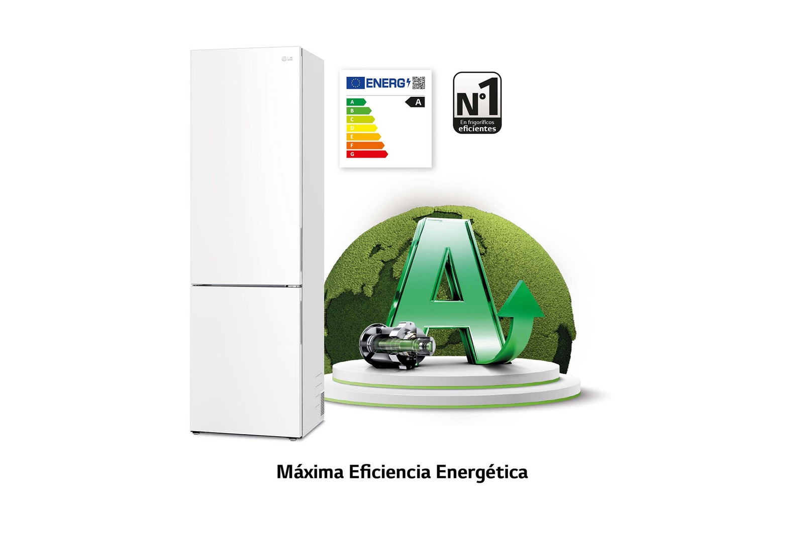 LG Frigorífico Combi 2m, Door Cooling Clasificación A, capacidad 419l, Blanco, Serie P-600, GBP62SWNAC