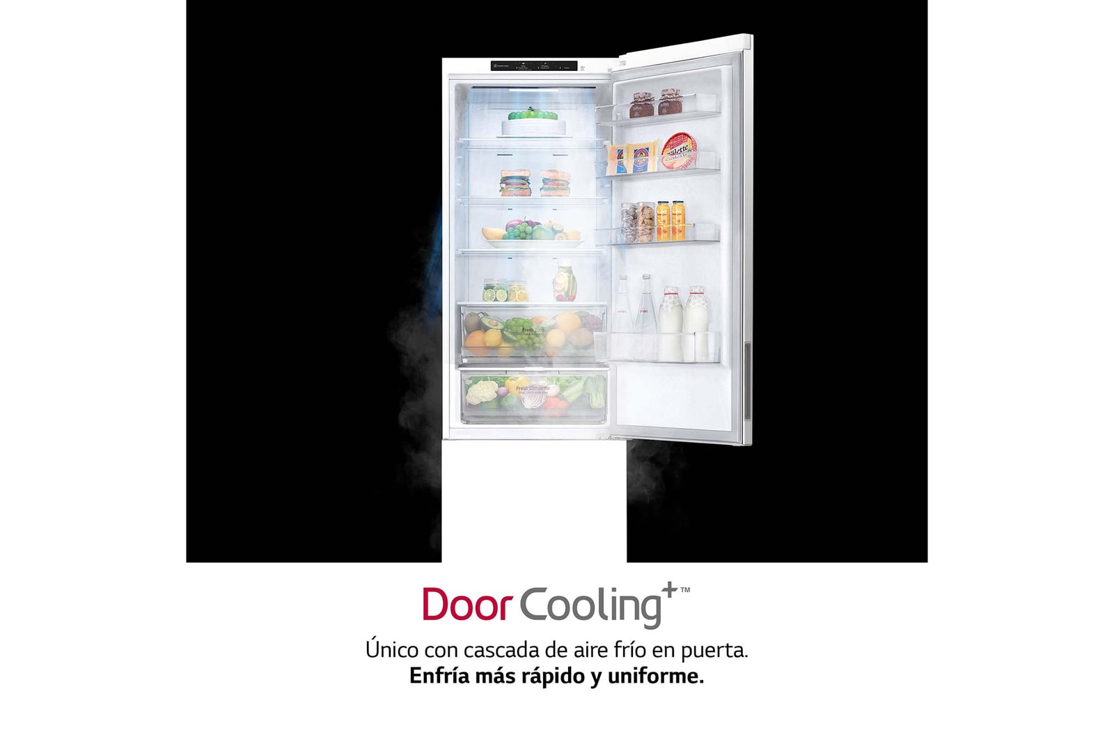 LG Frigorífico Combi 2m, Door Cooling Clasificación A, capacidad 419l, Blanco, Serie P-600, GBP62SWNAC