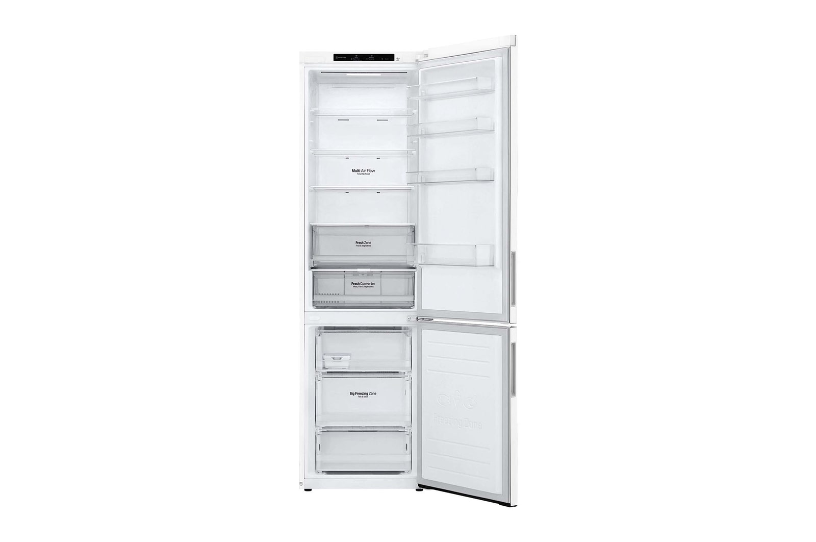 LG Frigorífico Combi 2m, Door Cooling Clasificación A, capacidad 419l, Blanco, Serie P-600, GBP62SWNAC