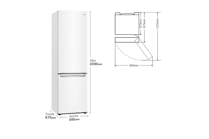 LG Outlet Frigorífico Combi Door Cooling+, 2m, Clasificación C, capacidad de 419l, Blanco, serie P-600, GBP62SWNCN1.OUTLET