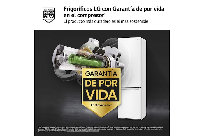 LG Outlet Frigorífico Combi Door Cooling+, 2m, Clasificación C, capacidad de 419l, Blanco, serie P-600, GBP62SWNCN1.OUTLET