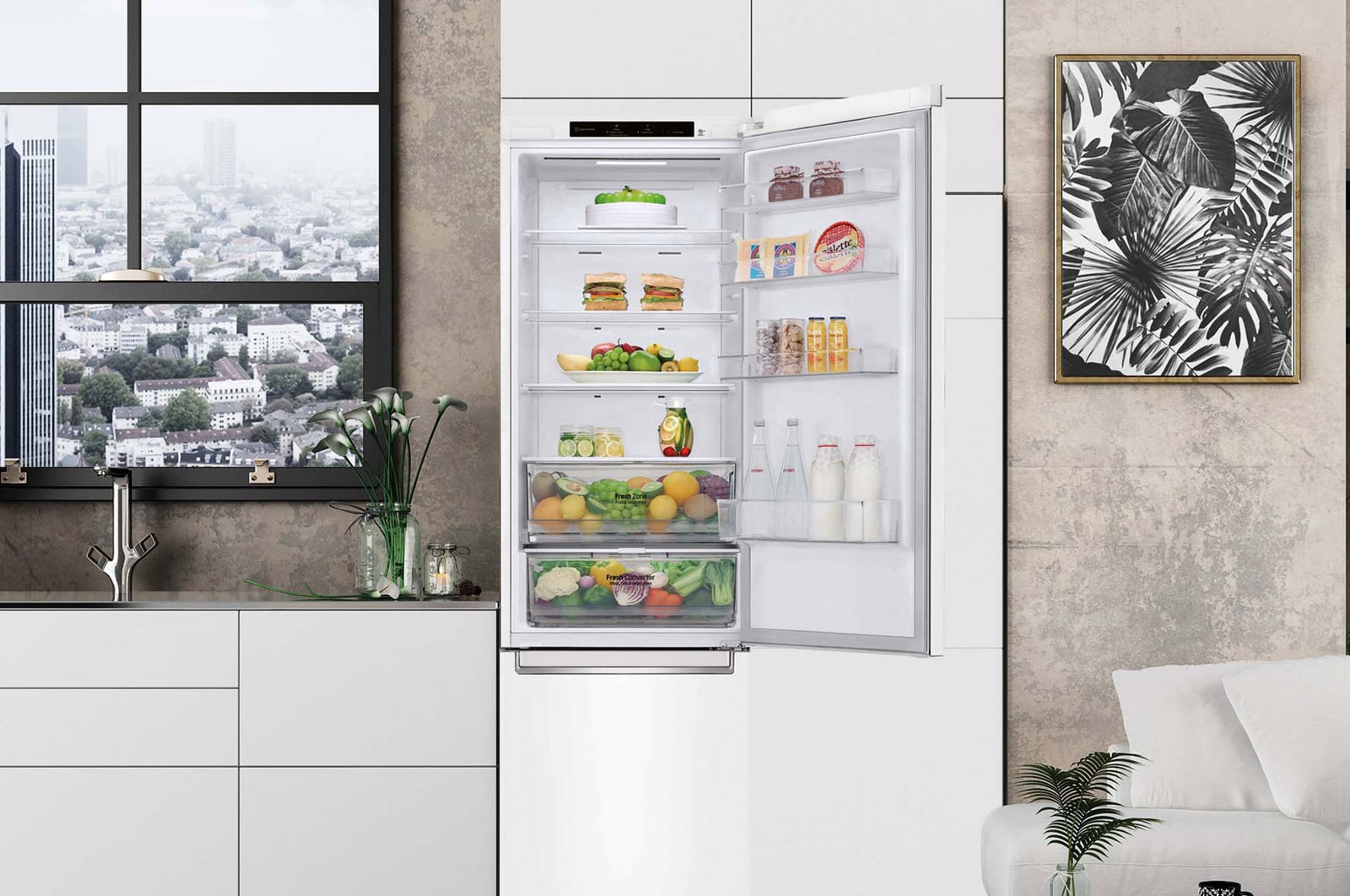 LG Outlet Frigorífico Combi Door Cooling+, 2m, Clasificación C, capacidad de 419l, Blanco, serie P-600, GBP62SWNCN1.OUTLET